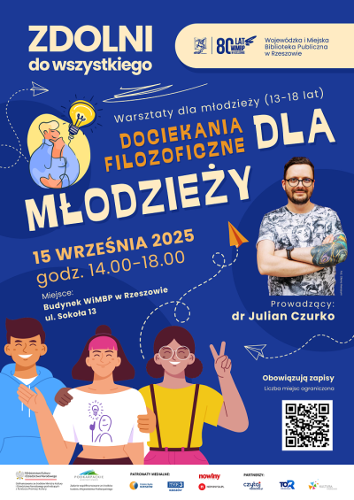 Grafika promująca warsztaty Dociekania filzoficzne dla młodzieży